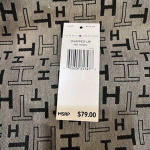 Tommy Hilfiger Black and Gray Logo Hobo Bag